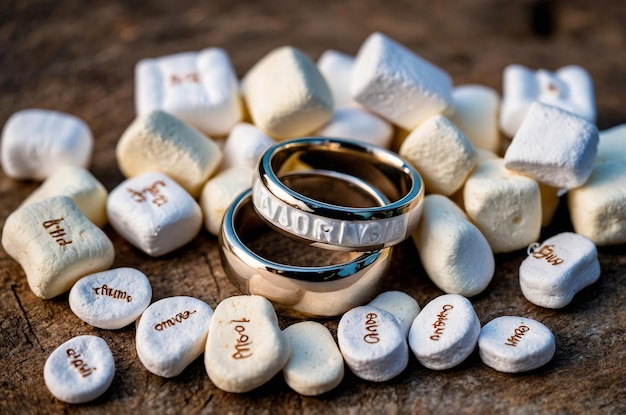 Photo a collection of rings with the word dad on them