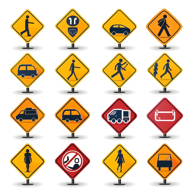 a collection of road signs including one that says no smoking