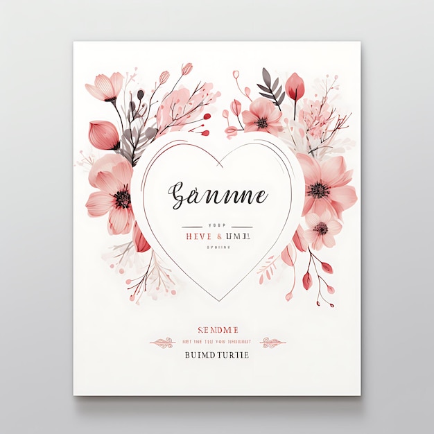 Collection Romantic Blush Wedding Invitation Card Heart Shape Textured illustration idea design