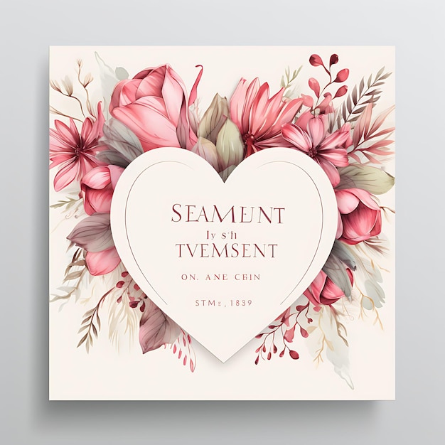 Photo collection romantic blush wedding invitation card heart shape textured illustration idea design