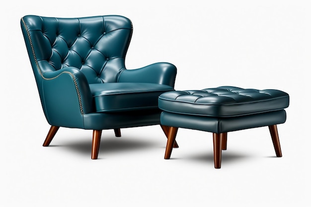 Collection Set of Blue Retro Vintage Armchairs Generative AI