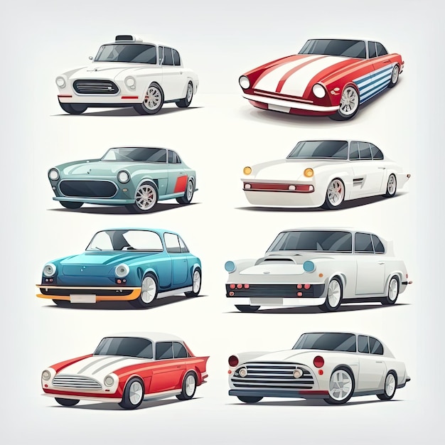 Collection set of car on white background Made by AIArtificial intelligence