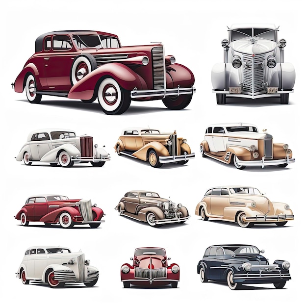 Collection set of car on white background Made by AIArtificial intelligence