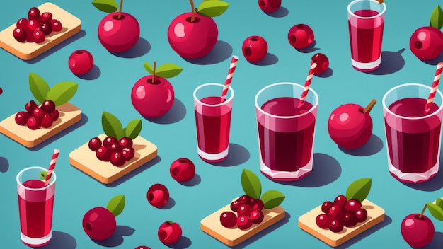 Collection set of Cranberry Juice elements