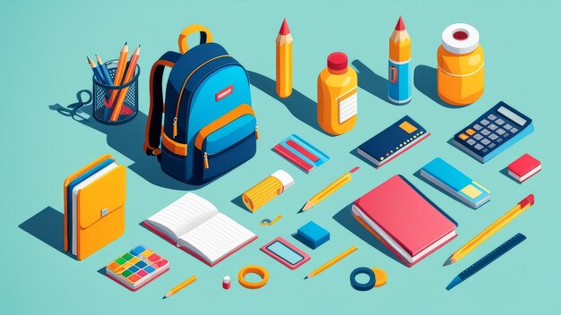 Collection set of School Supplies elements