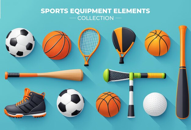 collection set of Sports Equipment elements