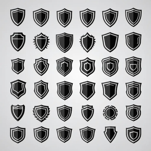 collection of Shield Line Icons silhouette