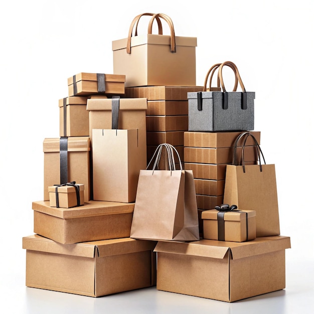 Photo a collection of shopping bags and gift box for spacial offer