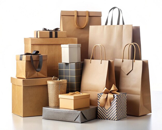 Photo a collection of shopping bags and gift box for spacial offer