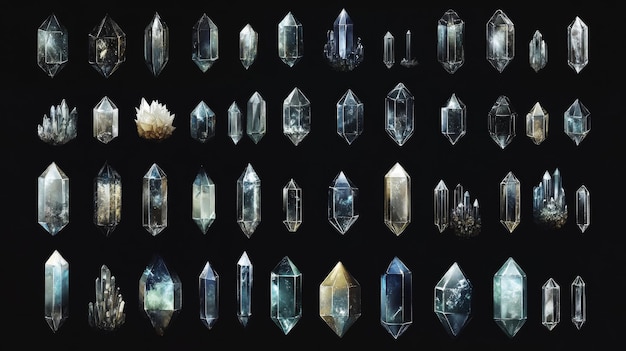 Photo the collection showcases various shapes and sizes of diamonds and crystals