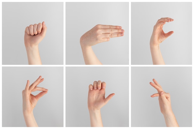 Collection of sign language hand gestures