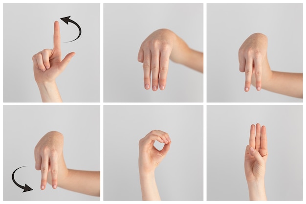 Collection of sign language hand gestures