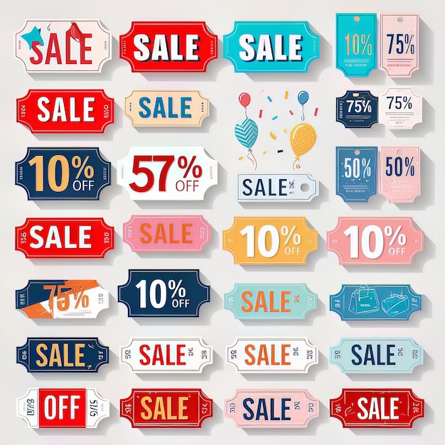 a collection of signs including one that says discounts