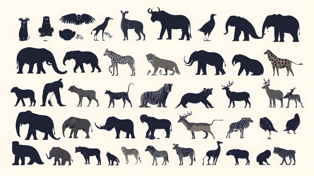 A Collection of Silhouettes of African Wildlife