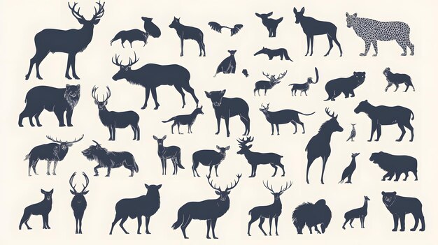 A Collection of Silhouettes of Various Animals