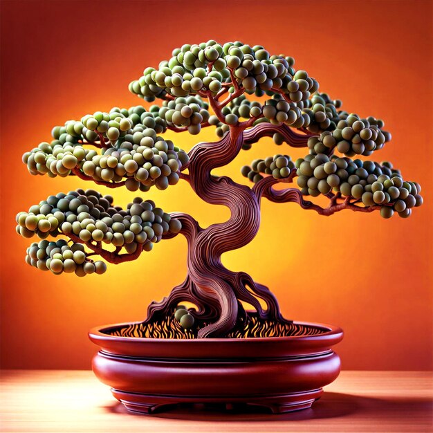 Collection of small bonsai plants in pots are a hobby for decorating the garden