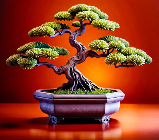 Collection of small bonsai plants in pots are a hobby for decorating the garden