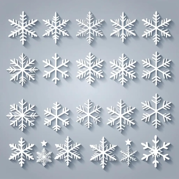 Photo a collection of snowflakes that are on a gray background