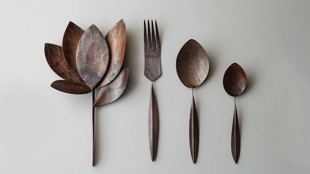 a collection of spoons and forks with a white background