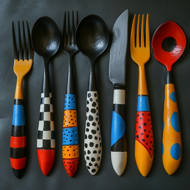 a collection of spoons spoons and spoons are shown with different colors