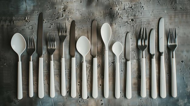 a collection of spoons and spoons with a white spoon on the top