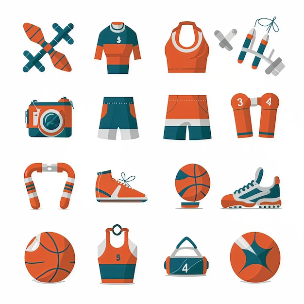 Photo a collection of sports equipment including a sports jersey and sports equipment