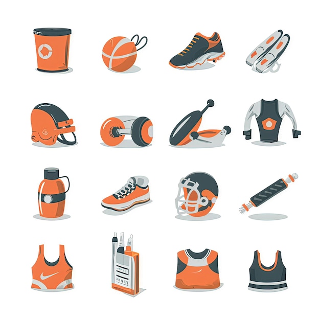 Photo a collection of sports equipment including a sports shoe a sports shoe and a sports bag