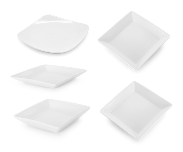 Collection of square white plate on white