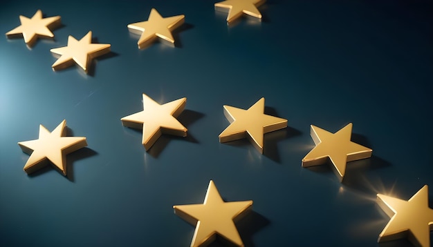 Photo a collection of stars on a table with a blue background