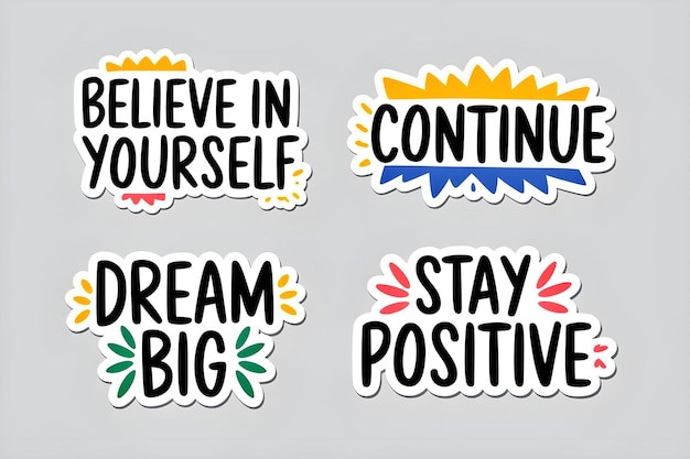 Photo a collection of stickers that say believe yourself