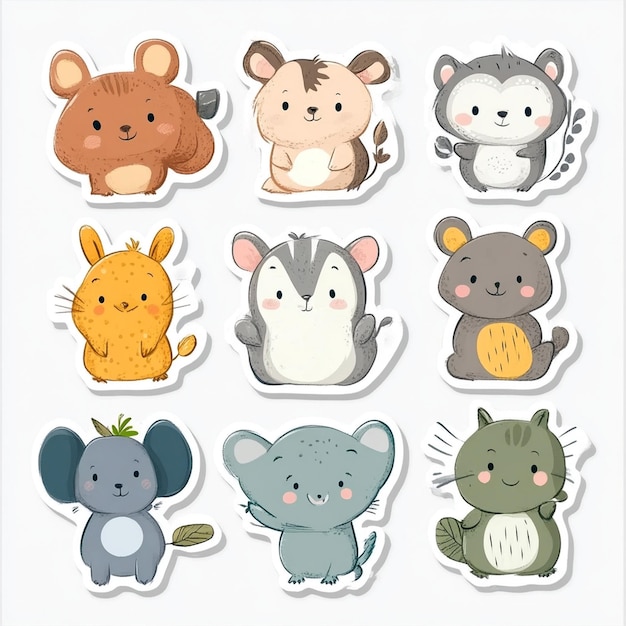 Photo a collection of stickers with different animals on them