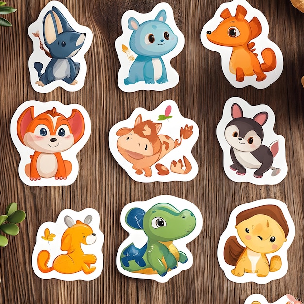 Photo a collection of stickers with different animals on them