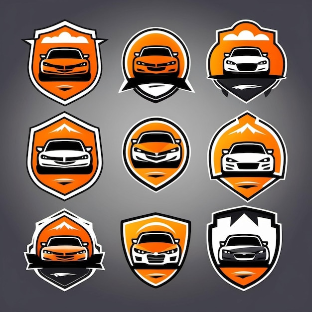 Photo a collection of stickers with the logo for cars and cars