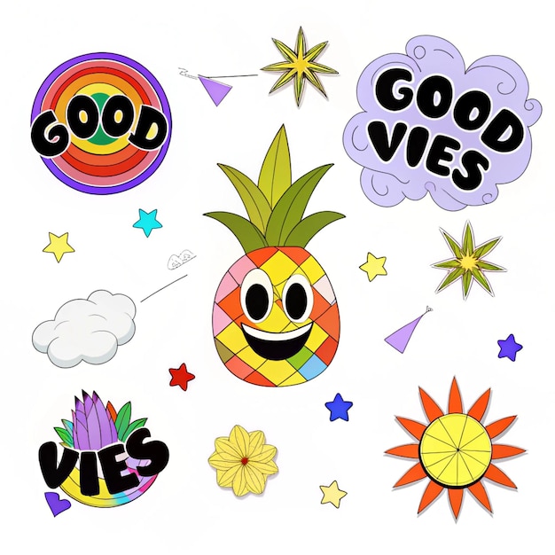 Photo a collection of stickers with the word good on them