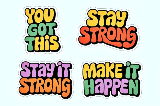 Photo a collection of stickers with the words stay strong