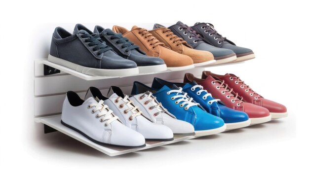 Collection of Stylish LowTop Sneakers on a Shelf