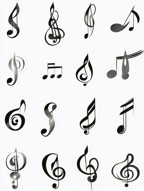 Photo collection of stylish music notes