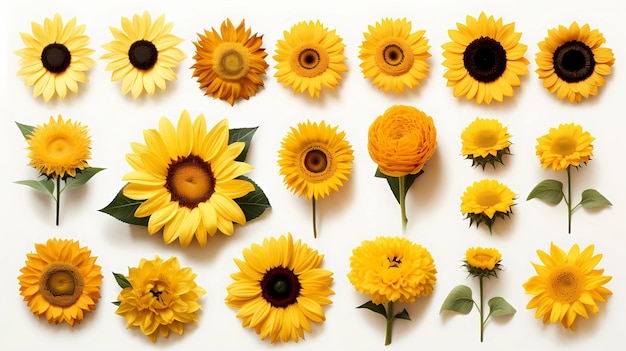 Collection Sunflower white background