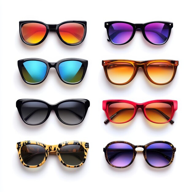 Photo a collection of sunglasses with a rainbow colored frame