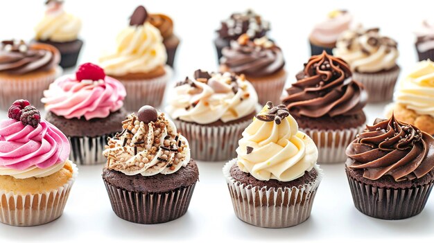 collection of Sweet tasty cupcakes Isolated on white background