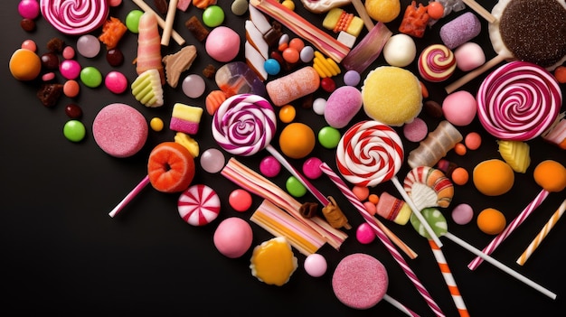 A collection of sweets including lollipops, lollipops, lollipops, lollipops, and lollipops.