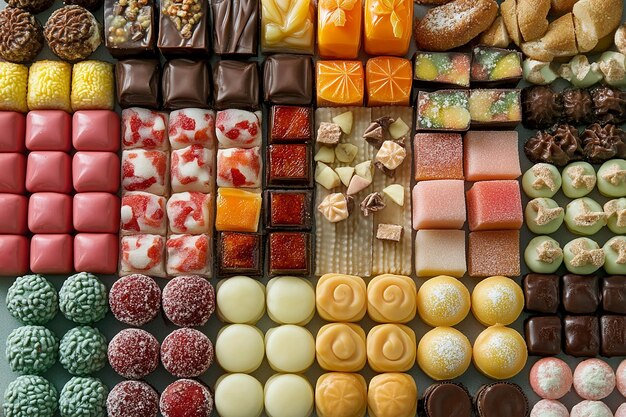 a collection of sweets including one that says  candy