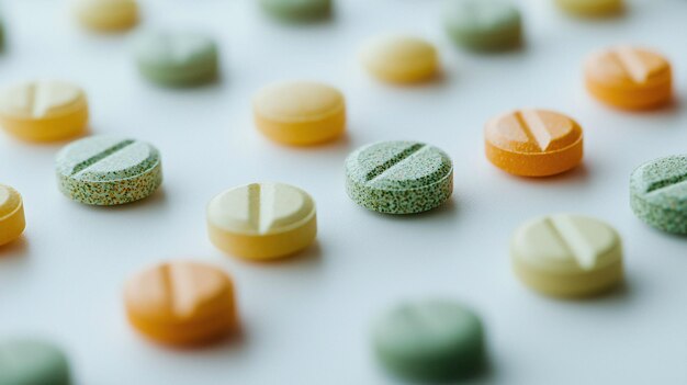 Photo a collection of textured tablets in various hues is artfully arranged against a pristine backdrop