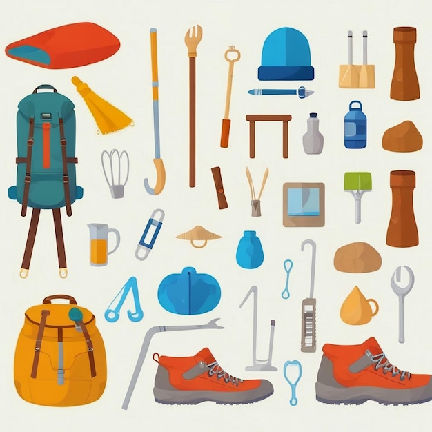 a collection of tools including a backpack a backpack and a backpack