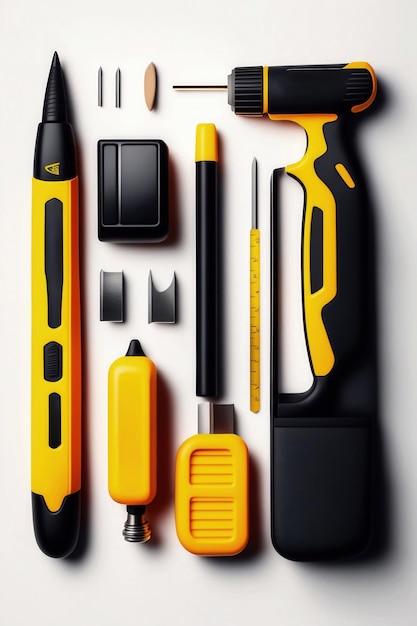 A collection of tools including a hammer, a hammer, a hammer, and a hammer.