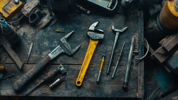 Photo a collection of tools including one that has a yellow tool on it ar 169 v 61 job id 3a030a9931784e9a9fad4074e0e4c63d