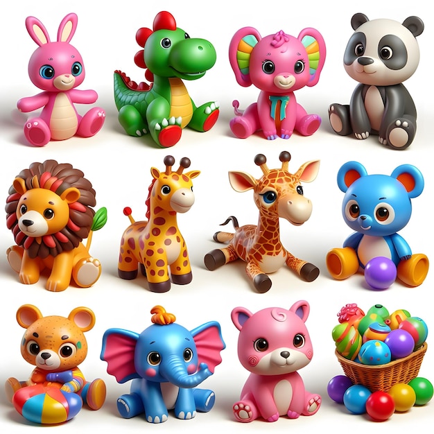 a collection of toy animals