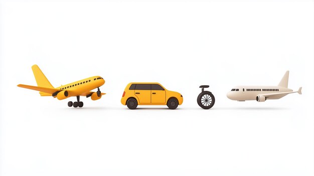 Photo a collection of transportation icons including car bike and airplane