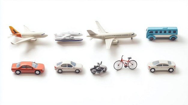 Photo a collection of transportation icons including car bike and airplane