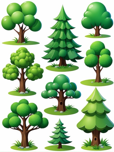 Photo a collection of trees and shrubs for a variety of design including trees and shrubs